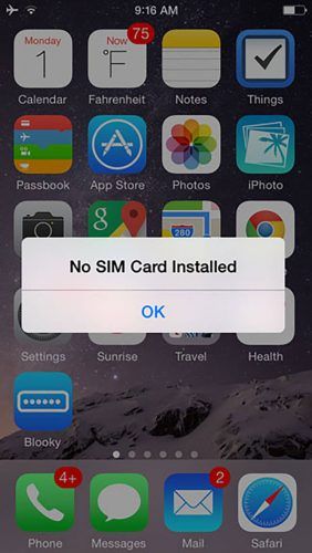 iPhone puudub SIM-kaart