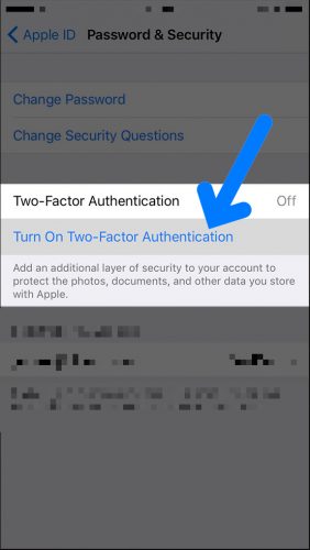 activar la autenticación de dos factores en el iphone