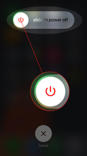 deslice para apagar el icono de encendido en el iphone