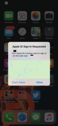solicitud de inicio de sesión de identificación de Apple