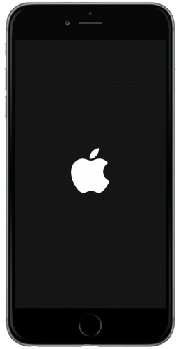 iPhone fast på Apple-logotypen