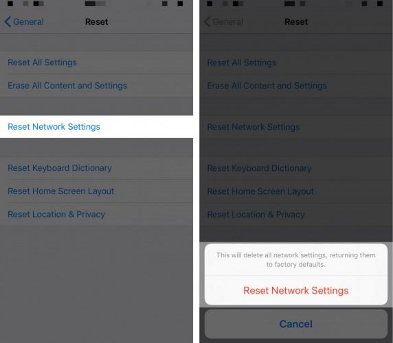 كيفية إعادة ضبط إعدادات الشبكة على iPhone