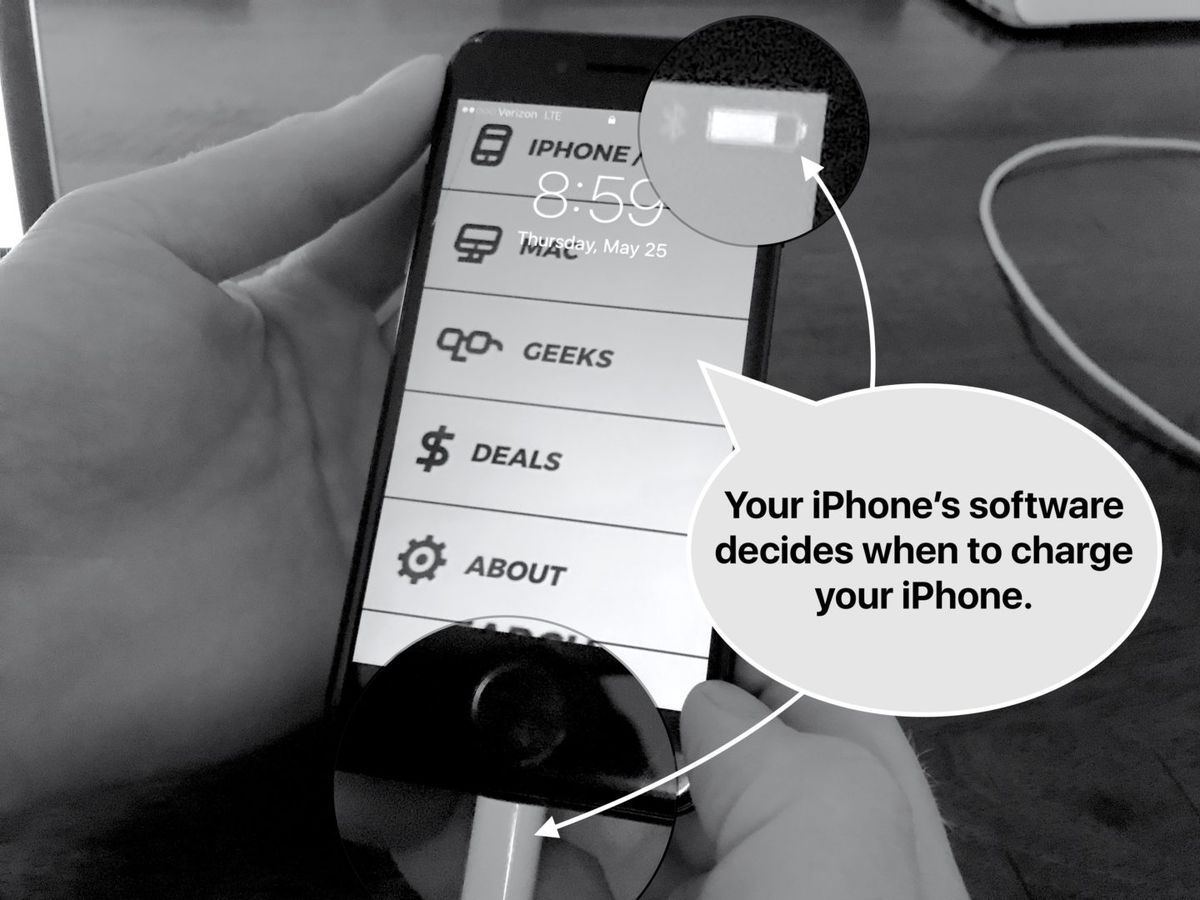 O software do iPhone decide cando cargar o seu iPhone